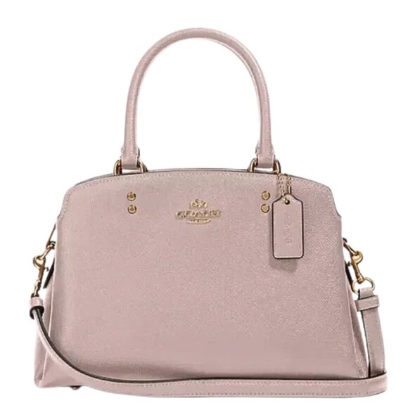 COACH Leather Washed Mauve Mini Lillie Carryall Golden Hardware Feet NWT - Picture 2 of 11